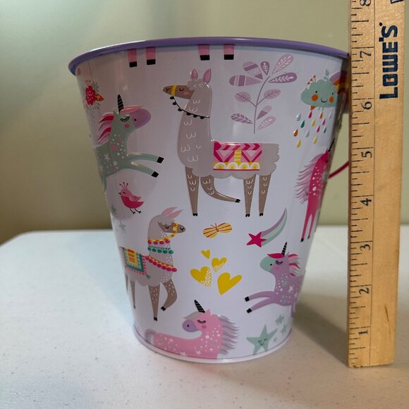 Unicorn and Llama-Themed Kids Tin Bucket With Handle Easter Basket Spring Decor - Picture 8 of 9